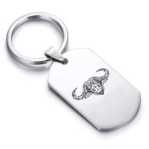 Stainless Steel Geometric Polygon Buffalo Dog Tag Keychain - £7.86 GBP