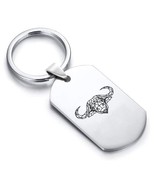 Stainless Steel Geometric Polygon Buffalo Dog Tag Keychain - £7.86 GBP