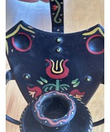 Antique Hand Painted Tole Art Metal Candlestick Holder Amish PA Dutch - $45.83 CAD