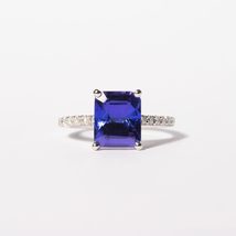 3 ct tanzanite diamond engagement ring/14k white gold tanzanite statement ring - £5,477.18 GBP