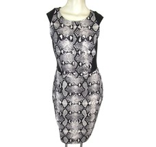 Snake Print Weston Black White Sheath Dress M Scuba Isela Cap Sleeve $158 - £31.69 GBP