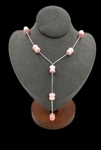 Navajo Handmade Sterling Liquid Silver Natural Pink Conch Shell Lariat Necklace - £67.70 GBP