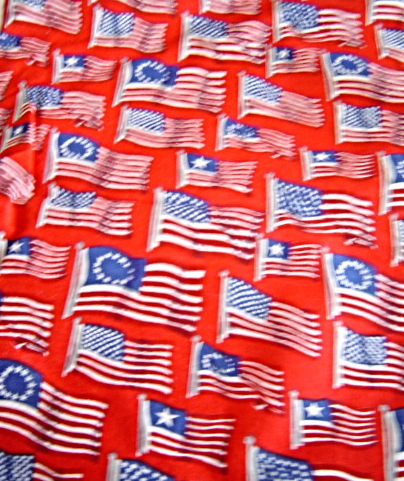 Concord Kesslers United States Flags Revolution Red Cotton Fabric Quilt  Craft  - $16.99