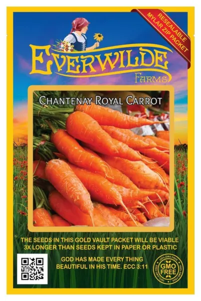 2000 Chantenay Royal Carrot Seeds - Everwilde Farms Mylar Seed Packet - £7.42 GBP