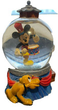 Mickey Mouse Drumming Pluto Mini Snow Globe Disney Store Authentic Miniature - £18.38 GBP