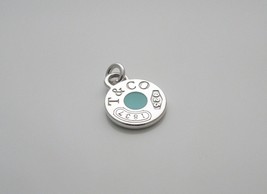 Tiffany &amp; Co 1837 Blue Enamel Circle Pendant Charm For Bracelet Necklace Silver - £231.45 GBP