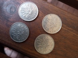 SINGAPORE COIN Set 4x 10cents dates 1986, 1987, 1989, 1991  - $1.29