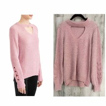 No Boundaries Chenille Sweater Womens Medium Pink Front Cutout Soft - £12.57 GBP
