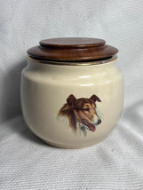 VTG Tobacco Humidor Jar Canister Collie Shepard 2 Sided Dog Motif Porcelain - $29.95