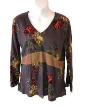 Journeys Chicago Art Tunic Top Floral Print Cotton Tues In Back Shirt M - £16.12 GBP