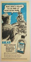 1945 Print Ad Skat Insect Repellent 2 Fishermen Fishing in Boat Skol Co. NY - $10.73