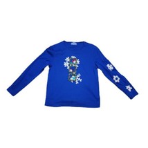 Paradise Bay Petites Medium Pm Christmas Blue Top Snowman Snowflakes Holiday - £6.95 GBP