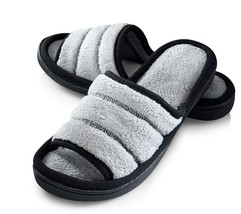 Roxoni Women&#39;s Open Toe Memory Foam Slippers with Contrast Design -Sizes 6 to 11 - £17.97 GBP