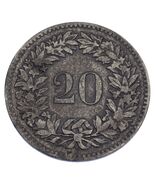 1851-BB Switzerland 20 Rappen Billon KM #7 VF Condition - €309,93 EUR