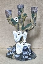 Resin Ghost Tree Haunted Graveyard Taper Candle Holder Halloween Creepy Horror - £31.65 GBP