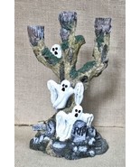 Resin Ghost Tree Haunted Graveyard Taper Candle Holder Halloween Creepy ... - £31.61 GBP