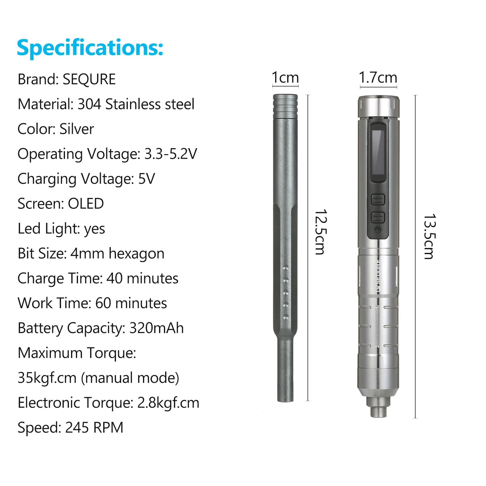 SEQURE Smart Electric Pen Screwdriver Kit 245RPM Cordless Precision Screwdriver  - £214.94 GBP