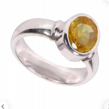 Natural Yellow Sapphire Ring 925 Sterling Silver Astrological ring Handmade Ring - £39.69 GBP