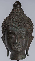 Buddha - Antico Thai Stile Chiang Saen a Cavallo Bronzo Buddha Testa - 33cm/33cm - £292.23 GBP