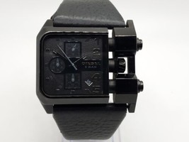 Diesel Watch Men Chronograph 50mm DZ-4226 Black Wide Leather Band New Ba... - $125.00