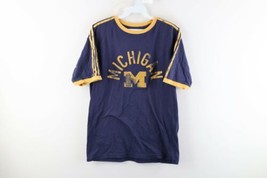 Adidas Mens Small Retro University of Michigan Spell Out Striped Ringer T-Shirt - £22.90 GBP