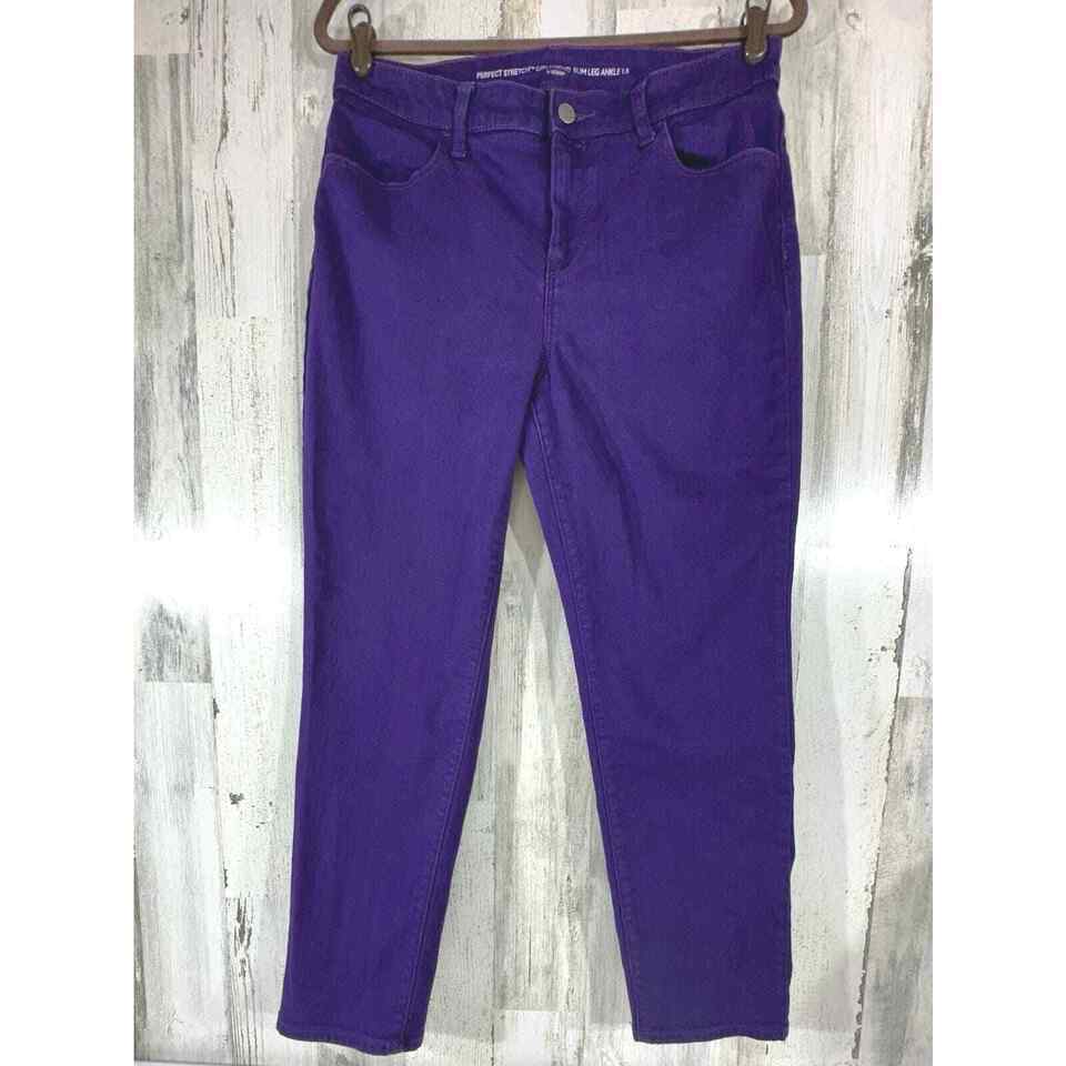 Primary image for Chicos Perfect Stretch Girlfriend Slim Leg Ankle Jeans Purple Size 1.5 (32x26)