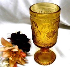 1722 Vintage Brockway Glass American Concord Amber Goblet - $8.00