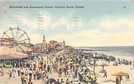 Daytona Beach Fl Boardwalk &amp; Amusement Center Postcard c1949 - £6.75 GBP