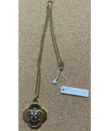 Ann Taylor Gold Tone Gemstone Medallion Necklace Heavy - £20.38 GBP