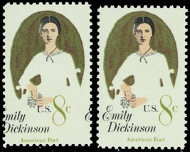 1436, Mint NH 8¢ Emily Dickinson Color Shift ERROR With Normal - Stuart Katz - £27.54 GBP