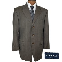 Canali Mens 3 Button Blazer Size 42R Brown Striped Wool Made in Italy - £82.76 GBP