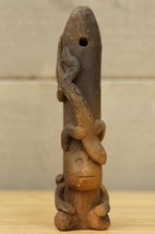Souvenir Mexico Folk Art Pottery AZTEC Musical Whistle Ocarina Monkey &amp; Lizard - £22.94 GBP