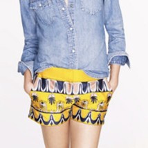 J Crew Yellow Scroll Print City Fit Short Size 2 - £17.47 GBP