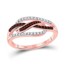 10kt Rose Gold Round Red Color Enhanced Diamond Woven Fashion Ring 1/6 Cttw - £218.93 GBP