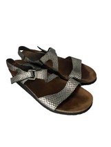 NAOT Womens Sandals PAMELA Silver Leather Snake Print Wedge Heel 38 / 7-7.5 - $30.71