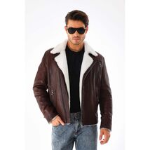 Vinci The Cortina Brown & White Shearling Leather Men Jacket image 1