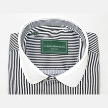 Men 100% Cotton Dress Shirt CIERO MONTERO Turkey 1f94-06 White black Slim Fit image 6
