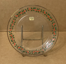 Arcoroc Holly &amp; Berry Christmas Plate Gold Trim 1993 Made In France Coll... - €12,24 EUR