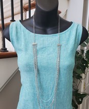 Pure Jill Women&#39;s Blue Solid Asymmetrical Neck Sleeveless Long Maxi Dress Medium - £74.54 GBP