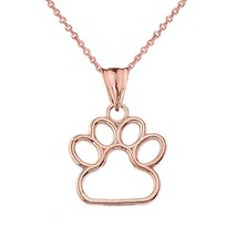 10k Rose Gold Dog Paw Print Small Dainty Pendant Necklace Pet Animal foot 0.66&quot; - £56.64 GBP+