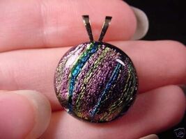 (#DL-245)  DICHROIC Fused GLASS Pendant JEWELRY PURPLE BLUE BLING - $6.30