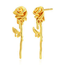 18K Gold-Plated Rose Drop Earrings - £11.98 GBP