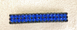 Vintage Style France Marked Black Metal Blue Rhinestones Girls Hair Barr... - $9.41
