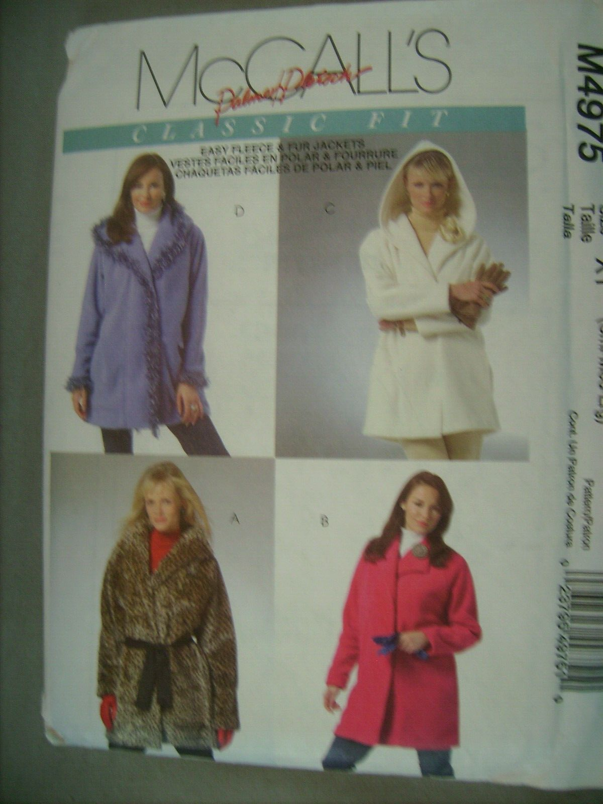 Primary image for M4975 McCalls Palmer Pletsch Classic Fit Lined/Unlined Jackets and Flower Tall