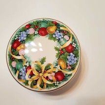 Mikasa Round Trinket Box with Lid, Christmas Bouquet, 1980s ceramic lidded dish image 2