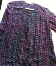 WOMENS HARPER &amp; GRAY MULTICOLORED PURPLE TEAL BLUE PINK BLOUSE LONG SLEE... - €7,82 EUR