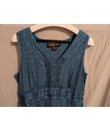 Agan Traders Maxi Dress Cotton Rayon Embroidered Blue Fairy Boho Tiered ... - €29,51 EUR