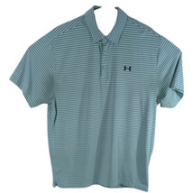 Baby Blue Under Armour Golf Polo XL Shirt Striped Mens Loose Heatgear Co... - £19.96 GBP