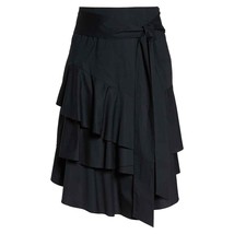 NWT Womens Plus Size 14W Vince Camuto Black Tiered Ruffle Belted Unlined Skirt - £33.67 GBP