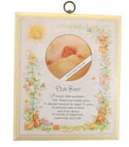 VTG Hallmark Wooden Our Baby Photo Plaque Pastel Yellow with Verse 1982 - $14.00